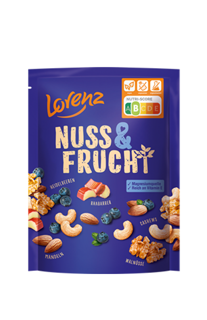 Lorenz Nuss & Frucht - Cashews, Mandeln, Walnuss, Rhabarber & Heidelbeere
